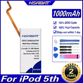 HSABAT 1000mAh 616-0232 Baterija za iPod 5. in 7. Video 60GB 80GB 6. gen Klasična Debel 160GB