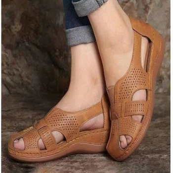 2023 Ženske Sandale Poletje Letnik Klin Sandale Na Prostem Priložnostne Udobno Platformo Sandalias Zapatos De Mujer Plus Velikost 43
