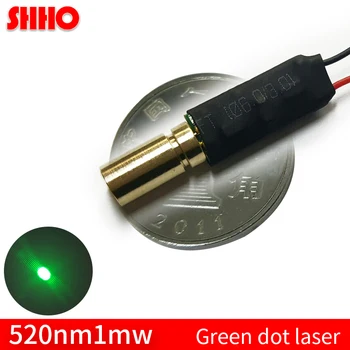 Super majhnosti visoke kakovosti 520nm 1mw zelena pika laser modul božična svetloba nastavite travnik svetlo zelena industrijska razred točko očeh
