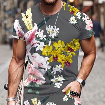 Poletje je Nova 3D Tiskanih Cvetje Vzorec Svoboden T Shirt za Moške/Ženske Trend Prevelik Osebnost Kratek Rokav Vrhovi Harajuku