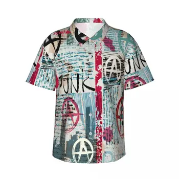 Moška kratka sleeved Grunge Časopis Z Besedo Punk In Anarhijo majica priložnostne plažo, oblačila osebnost vrhovi