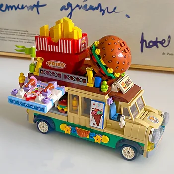 DIY Japonski Hamburger Sladoled Hiša Gradnik Mini Jedilnico Avto Model Opeke Zbrati Izobraževalne Igrače za Otroke, Otroci Darilo