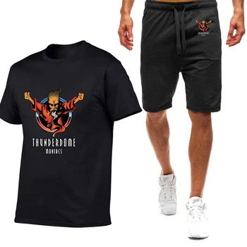 2023 Novih Moških Thunderdome Tiskanje Udobno Kratek Rokav Bombaž Harajuku Priložnostne Šport T-Shirt Vrhovi Moda Sweatpants Obleko