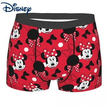Seksi Boksar Rdeče Mickey Minnie Bowtie Hlače, Spodnje hlače Moške spodnje Perilo Disney Mehko Spodnjice za Homme Plus Velikost