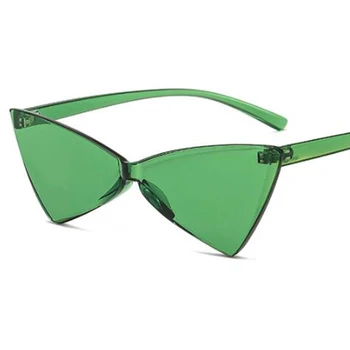 Plastični mačka oči Trikotnik sončna očala ženski candy barve retro vintage očala rimless zelena sončna očala ženske enega kosov očala