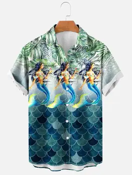 Vintage Majice, Srajce in Bluze, Srajce za Moške, za Moške Majice Brezplačna Dostava Postavke za Moške Hawaiian Majica