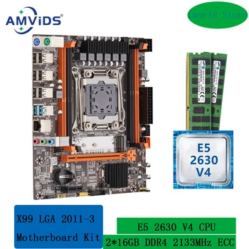 X99 LGA 2011-3 Xeon matične plošče, Komplet z Intel E5 2630 V4 CPU in 2*16GB DDR4 RECC Pomnilnik Combo Nastavite M. 2 NVME SATA3.0 USB3.0