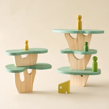Lesene Montessori Zlaganje Drevo Igrače Blok Baby Izobraževalne Igrače Hišo Otroška Soba Dekoracijo Baby Kup Blok Igrače za Otroke