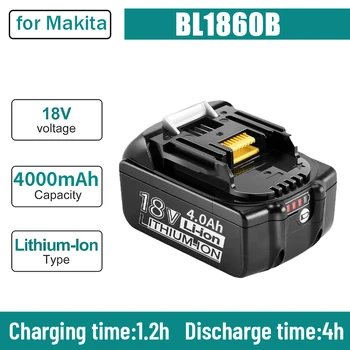 100% Prvotne Makita 18V 4000 mah Akumulatorska ročna Orodja Makita Baterija z LED Li-ion Zamenjava LXT BL1860B BL1860 BL1850
