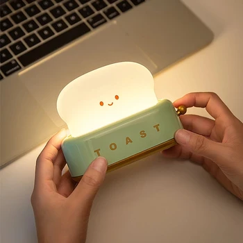 Nova LED Kruh Maker Noč Svetlobe USB Obdavčljivi Spalnica Postelji Čas za Spanje, Toast namizne Svetilke Zabavno Stikalo za Humor Dekle Darilo Svetlobe