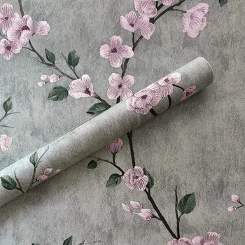Cvetlični Sivo Ozadje Olupimo in Palico Ozadje Cvet Samolepilni Wall Paper Roll Izmenljive Stik Dekorativni Papir