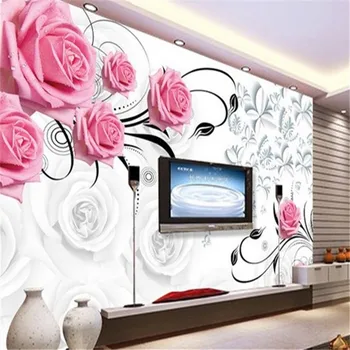 beibehang ozadje po Meri Preprost 3D stereo zidana TV luči dnevna soba, spalnica stenske freske tkanine vrtnice brezhibno 3d sliko za ozadje