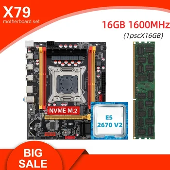 Kllisre X79 matično ploščo KIT LGA 2011 glavnik XEON E5 Razdaljo 2670 V2 CPU 1pcs x 16 GB pomnilnika DDR3 1600 ECC RAM