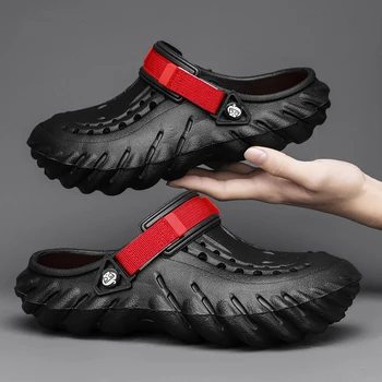 Maši Za Moške Sandale EVA Non-Slip Copate Platformo Oblikovalec Čevlji Moški na Prostem Ravno Poletje Plaža Strani Votlih Moda za Čevlje