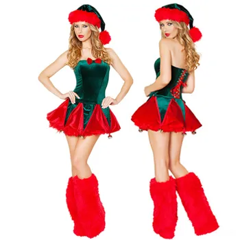 3Pcs/Set Božični Kostum Zelena Božično Drevo Kostum Božični Kostum Božič Santa Klavzula Elf Uniforme