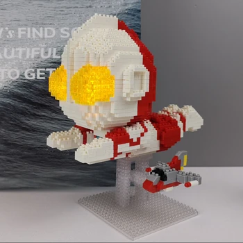 Super Hero Prostora Fly Ultraman Tujec Bojevnik Letalo 3D Model DIY Mini Diamond Bloki, Opeke Stavbe Igrače za Otroke