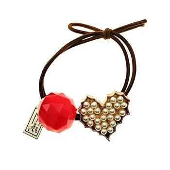 Korejska različica pearl srce lase vrv neto rdeče lase krog pesek kroglice dekle sladko gumico