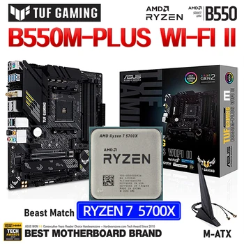 ASUS TUF GAMING B550M PLUS WIFI II Motherboard AM4 Vtičnico + AMD Ryzen R7 5700X CPU DDR4 AMD B550M Mainboard 128G M-ATX PCIe 4.0