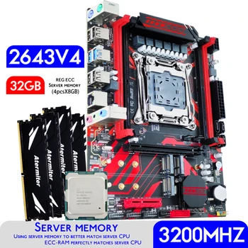 Atermiter X99 D4 matični plošči Nastavite z Xeon E5 2643 V4 CPU LGA 2011-3 Procesor DDR4 32 GB ( 4 X 8 GB ) 3200MHz REG ECC RAM Pomnilnika