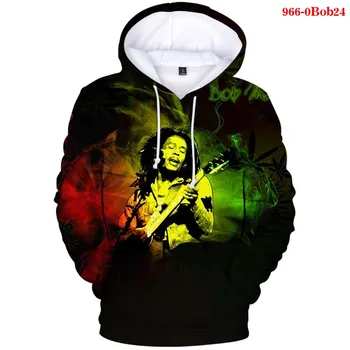 Moški ženske Hoodie Sweatshirts Hip Hop Bob Marley 2021 Ulične Majica Kapičastih Pulover Harajuku Žep Moda Plašč s Kapuco