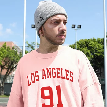 Los Angeles 91 Bombaža, Tiskane Človek Majica Trend Spomladi Jeseni Puloverji Ulica Mehko Sweatershirts Priložnostne Harajuku Sweatwears