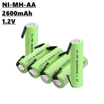 AA Ni-MH 2A baterijo za ponovno polnjenje, 1,2 V, 2600mAh, s varjenje kos, ki je primerna za električni brivnik, električna zobna ščetka, itd