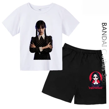 Sreda Addams Otroci T-Shirt Tiskanje Risanke Oblačila Fant, Dekle, Fant, Moda Harajuku Tshirt Nastavite Malo Baby Smešno Priložnostne Vrh
