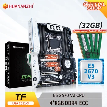 HUANANZHI X99 TF LGA 2011-3 XEON X99 Matično ploščo s procesorjem Intel E5 Razdaljo 2670 V3 s 4*8G DDR4 ECC pomnilnik combo kit komplet NVME