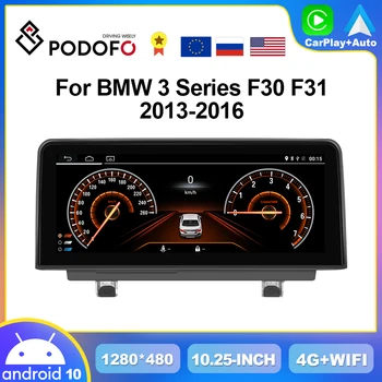 Podofo 4G CarPlay Android Avto Radio BMW Serije 3 F30 F31 F32 2013-2016 Multimedijski Predvajalnik, BNT 10.25 palčni GPS Stereo Vodja Enote