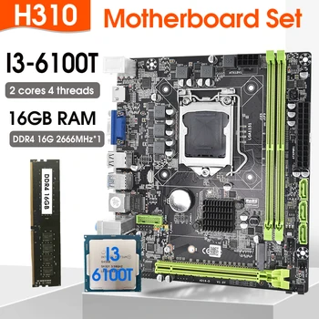 H310B Motherboard Lga 1151 Kit DDR4 1PCS*16GB RAM-a in I3 6100T 3.2 GHz CPU HD Graphics 530 Placa Mae Igralne namizje