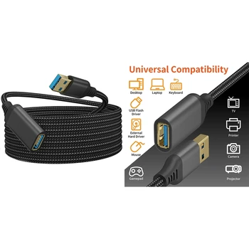 USB 3.0 Tip A Moški-Ženska Podaljšek, Trajne Pleteni Material, Visoko Prenos Podatkov Kabel