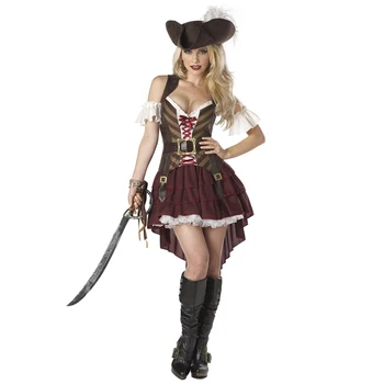 Halloween Ženske Pirati Kostum s Karibov Pirat Kapitan Deluxe Kostum Pirat Obleko Cosplay Fantasia Fancy Oblačenja