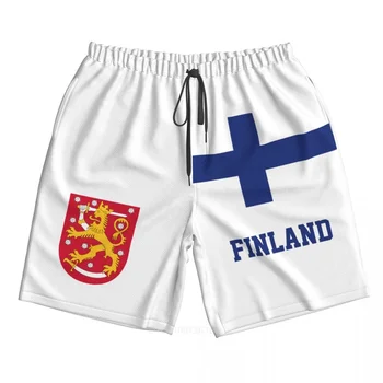 2023 Poletje Poliester Finska Državi Zastave, 3D Tiskanih Moške Odbor Hlače Plaži Žep Teče Hlače Poleti