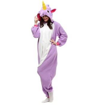 Nove Živali Odraslih Vijolično Samorog Onesie Kigurumi Pajama Risanka Kostum halloween Party Jumpsuits bo Ustrezala Sleepwear Plus Velikost