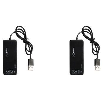 2X 3 Vrata USB 2.0 Hub Zunanje 7.1 Kanalni Zvok Kartice, Slušalke, Mikrofon vmesnik Za Pc Črna