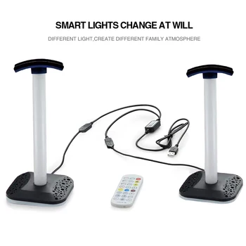 1 Do 2 Slušalke Nosilec Svetlobe Snemljiv RGB Slušalke Zaslon Stojalo Bluetooth, združljiva App Nadzor za Računalnik Namizni Dekor