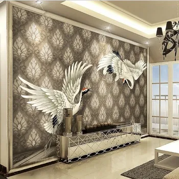 wellyu po Meri, veliko fresko Damask Continental vzorec Žerjav 3d TV ozadju stene ozadje de papel parede par quarto