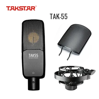 Takstar TAK55 Velike Membranski Kondenzatorski Mikrofon s Šok Gori in Pop Filter, za Vokalno Snemanje, Glasba, Streaming