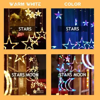 LED Vrt Okoljske Svetlobe 3,5 m Zvezde, Luna Meteor Tuš Garland Počitnice Trak Svetlobe na Prostem Pravljice Luči Dekoracijo