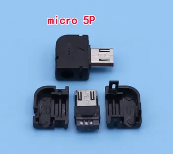 Micro USB 5p moški V8 DIY varjenje koleno 90 stopinj priključite na priključek z ohišjem