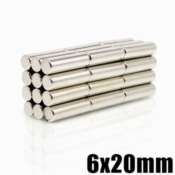 1-100 kozarcev 6x20 mm Močan Magnet 6mmx20mm Stalno Majhne Okrogle Magnet 6x20mm Neodymium Magnetom Super Močan 6*20 mm N35