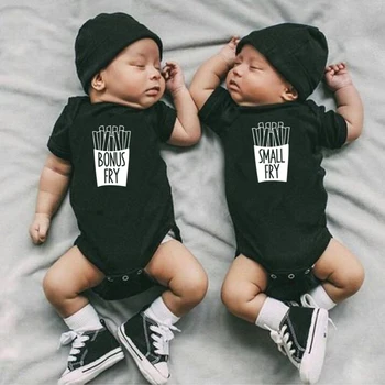 Baby Twins, Igralne Obleke Majhen Zalege Bonus Prepražimo Newborn Baby Fantje Dekleta Onesies Poletje Bombaž Bodysuit Smešno Telo Otroška Oblačila Romper