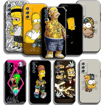Smešno Srčkan Družine Simpsons Za Samsung Galaxy M52 Primeru Telefon Popolno Zaščito Tekočih Silicij Carcasa Hrbtni Pokrovček Shockproof