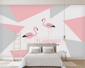 beibehang po Meri slikarstvo velikost 3D ozadje Nordijska roza preprost flamingo otroci soba dekoracijo ozadju de Papel Pared ozadje