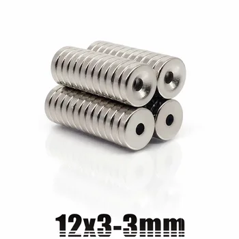 1-500Pcs 12x3-3 Neodymium Magnetom 12 mm x 3 mm - 3 mm N35 NdFeB Krog Super Močan Močan Trajni Magnetni imanes 12x3 luknja 3