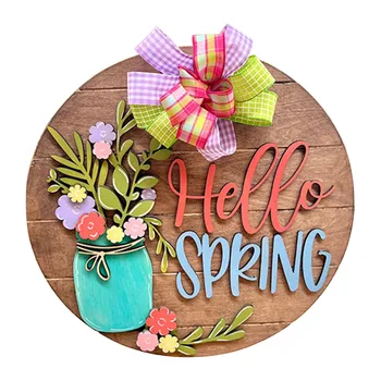 Pozdravljeni Pomlad 3D Les vhodna Vrata Cvet Obešalnik Venci Vrata, opremo za Dom, Vrata