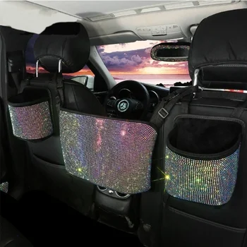 Luksuzni Diamond Nosorogovo Avto Vrečko za Shranjevanje Organizator Sedež Nazaj Imetnik Več Žepi Avto Backseat Nalaganje Tidying za Ženske