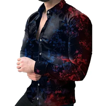 Nove Priložnostne Osebnost Dolg Rokav 3D Digital Print Majica Velike Majica oblačila za Moške