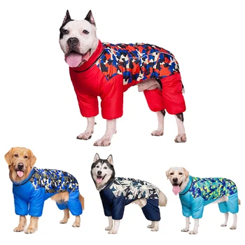 Oblazinjeni Pozimi Velike Pse Oblačila Super Toplo Pes Jumpsuits Nepremočljiva Pes Bombažno Jakno Plašč Za Francoski Buldog Labrador Kombinezon