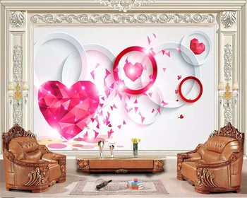 Ozadje po meri 3d krog rdeča ljubezen diamant romantično dnevna soba soba ozadju doma dekoracijo TV zidana 3d ozadje